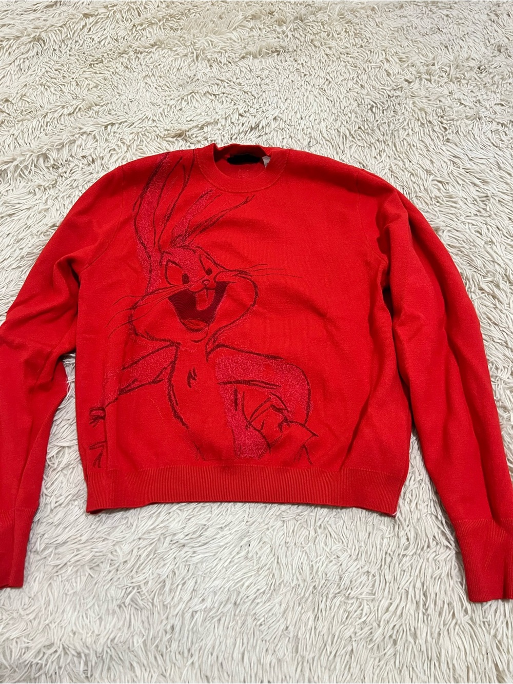 Desigual Red Crewneck Sweater with Cartoon Graphic